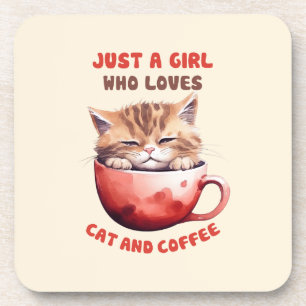 Nur ein Mädchen, das Katzen und Kaffee Liebe (2) Getränkeuntersetzer