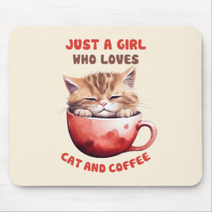 Nur ein Mädchen, das Katzen und Kaffee Liebe (2) Mousepad