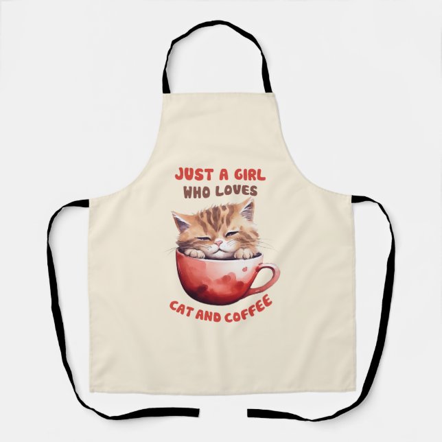 Nur ein Mädchen, das Katzen und Kaffee Liebe (2) Schürze (Vorderseite)