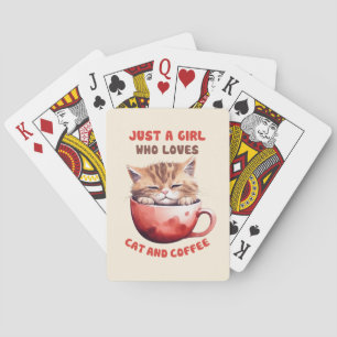 Nur ein Mädchen, das Katzen und Kaffee Liebe (2) Spielkarten