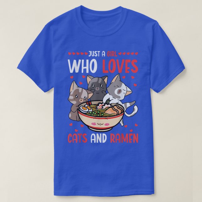Nur ein Mädchen, das Katzen und Ramen Liebe, die R T-Shirt (Design vorne)