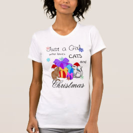 Nur ein Mädchen, das Katzen und Weihnachten Liebe T-Shirt