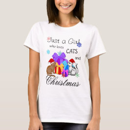 Nur ein Mädchen, das Katzen und Weihnachten Liebe T-Shirt