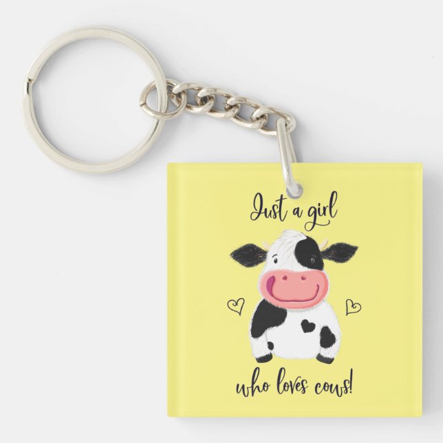 Nur ein Mädchen, das Kühe ! Herz und Holstein Schlüsselanhänger (Vorderseite)