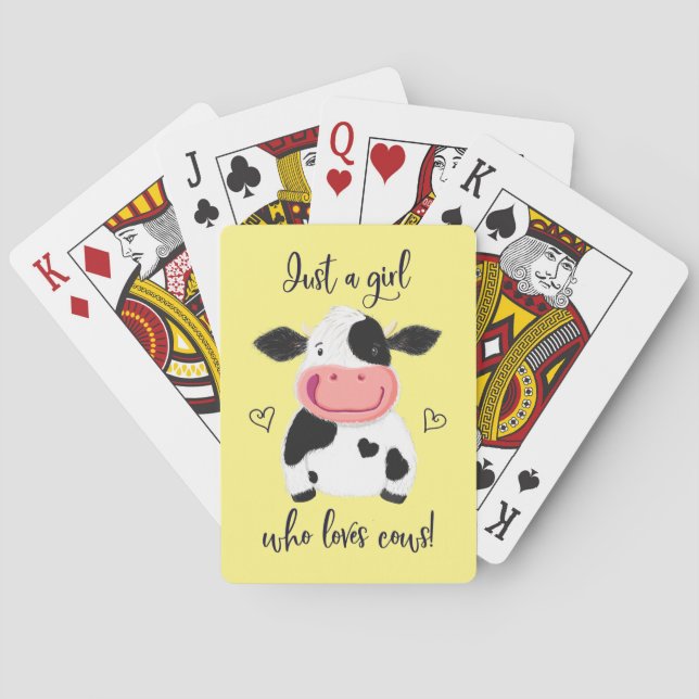 Nur ein Mädchen, das Kühe ! Herz und Holstein Spielkarten (Rückseite)