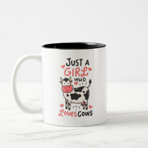Nur ein Mädchen, das Kühe Liebe Funny Süße Tie Zweifarbige Tasse