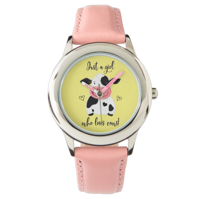 Nur ein Mädchen, das Kühe Liebe! Herz und Holstein Armbanduhr (Vorderseite)
