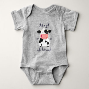 Nur ein Mädchen, das Kühe Liebe! Herz und Holstein Baby Strampler