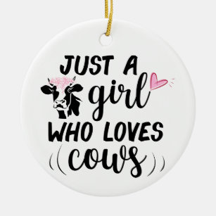 Nur ein Mädchen, das Kühe Liebe Keramik Ornament