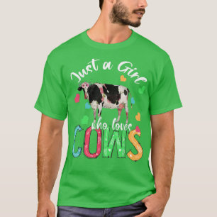 Nur ein Mädchen, das Kühe Lieben Funny Floral Blum T-Shirt