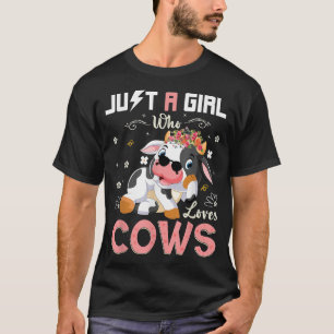 Nur ein Mädchen, das Kühe Niedliche Erdbeerkuh Lie T-Shirt