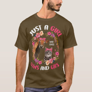 Nur ein Mädchen, das Kühe und Katzen Niedlichen Ba T-Shirt