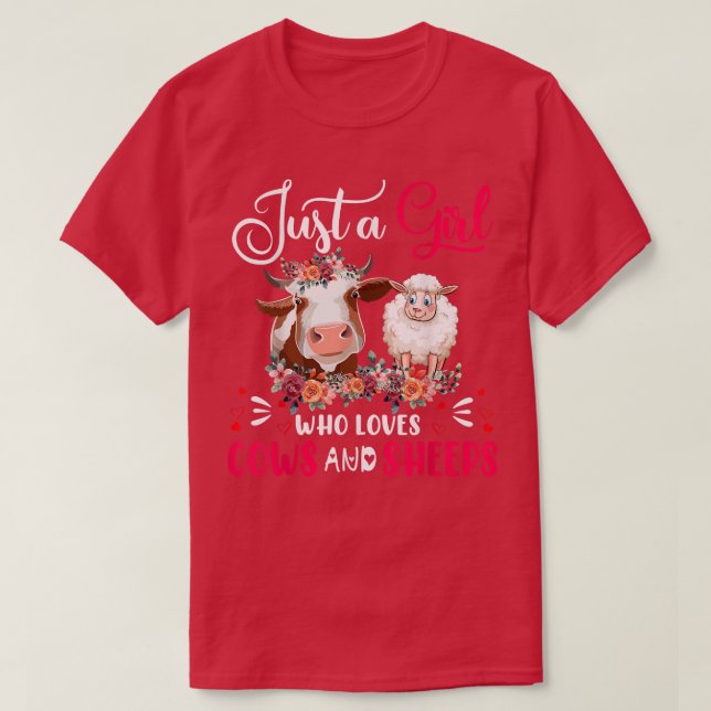 Nur ein Mädchen, das Kühe und Schafe Bauer Farm Li T-Shirt (Design vorne)