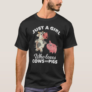 Nur Ein Mädchen Das Kühe Und Schweine Liebt Bauern T-Shirt