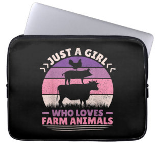 Nur ein Mädchen, das landwirtschaftliche Tiere lie Laptopschutzhülle
