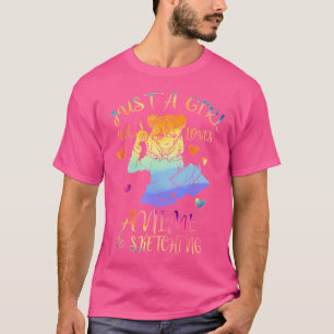 Nur ein Mädchen, das Lieben anime Sketching Style T-Shirt