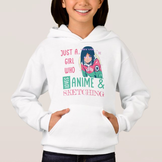 Nur ein Mädchen, das Lieben animieren und zeichnen Hoodie (Vorderseite)