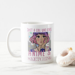 Nur ein Mädchen, das Lieben animieren und zeichnen Kaffeetasse