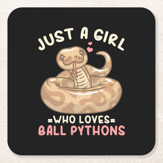 Nur ein Mädchen, das Lieben Ball Python Rechteckiger Pappuntersetzer (Vorderseite)