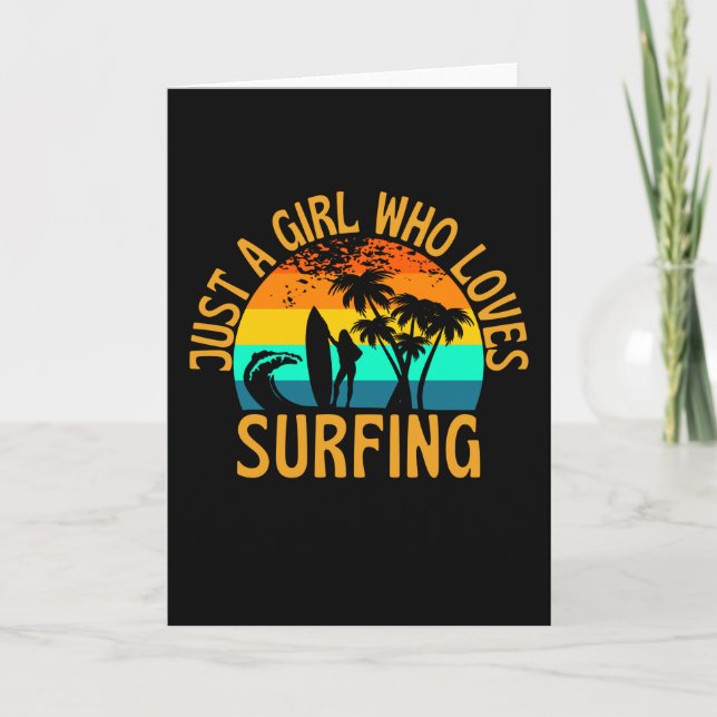 Nur ein Mädchen, das Lieben beim Surfen hat Karte (Vorderseite)