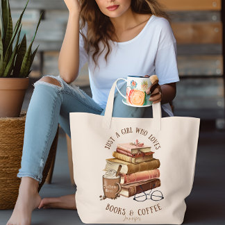 Nur ein Mädchen, das Lieben Bücher & Kaffee Person Tragetasche
