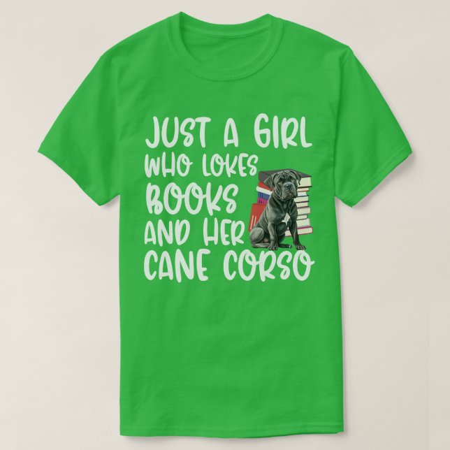 Nur ein Mädchen, das Lieben Bücher und ihr Cane Co T-Shirt (Design vorne)