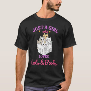 Nur ein Mädchen, das Lieben Bücher und Katzen lies T-Shirt