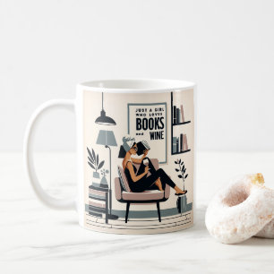 Nur ein Mädchen, das Lieben Bücher und Wein Kaffeetasse