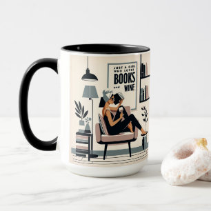 Nur ein Mädchen, das Lieben Bücher und Wein Tasse
