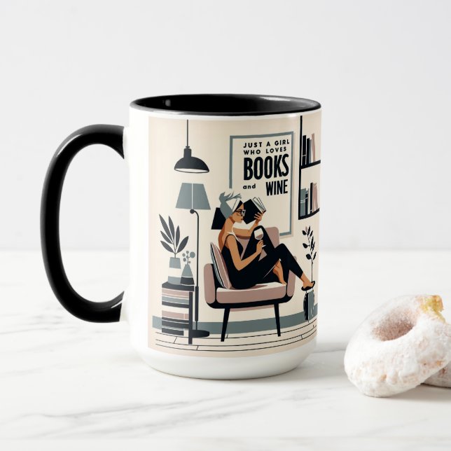 Nur ein Mädchen, das Lieben Bücher und Wein Tasse (Mit Donut)