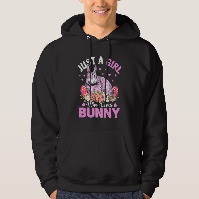 Nur ein Mädchen, das Lieben Bunny Egg Blumenkohl B Hoodie (Vorderseite)