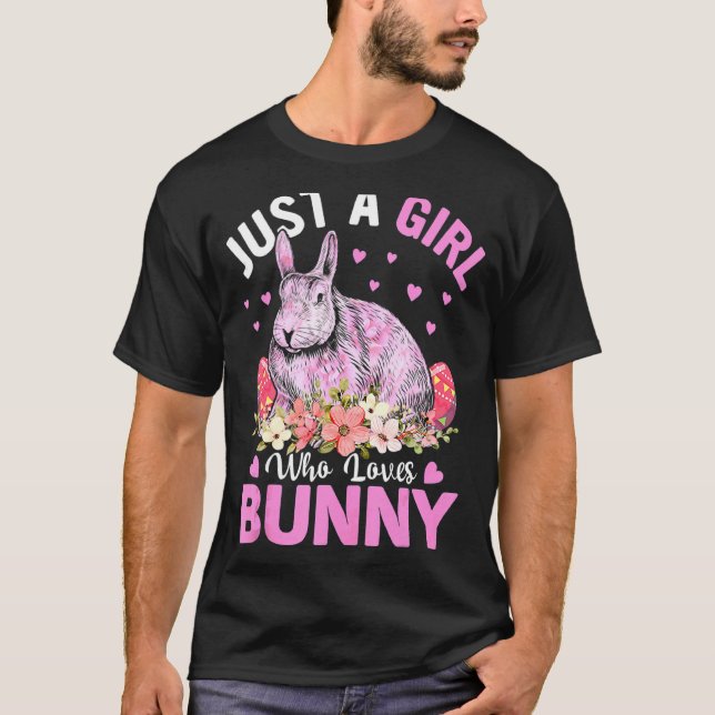 Nur ein Mädchen, das Lieben Bunny Egg Blumenkohl B T-Shirt (Vorderseite)