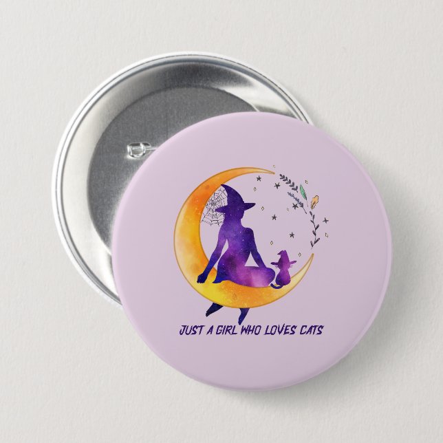 Nur ein Mädchen, das Lieben Cat Button (Vorne & Hinten)