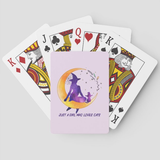 Nur ein Mädchen, das Lieben Cat Spielkarten (Rückseite)