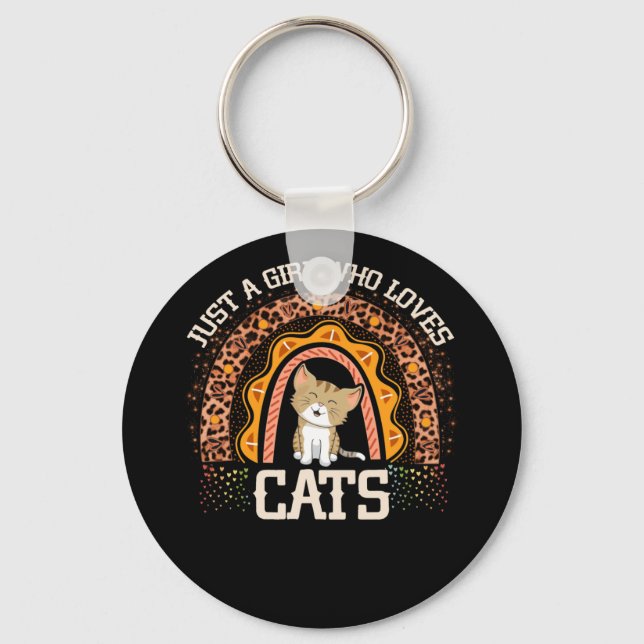 Nur ein Mädchen, das Lieben Cats Boho Rainbow Cat  Schlüsselanhänger (Vorderseite)