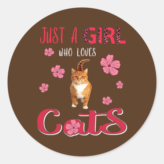 Nur ein Mädchen, das Lieben Cats Funny Leopard Blu Runder Aufkleber (Vorderseite)