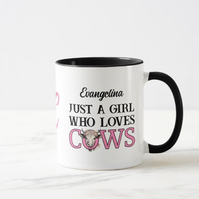 NUR EIN MÄDCHEN, DAS LIEBEN COWS Cowgirl MONOGRAM. Tasse (Rechts)