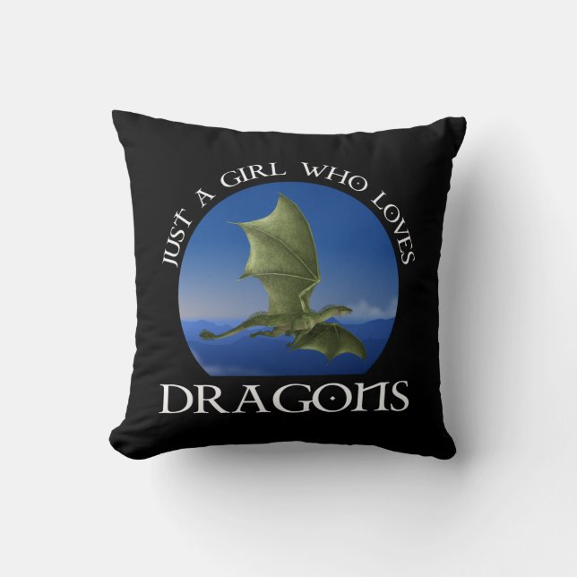 Nur ein Mädchen, das Lieben Drachen macht Kissen (Vorderseite)