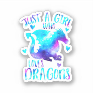 Nur ein Mädchen, das Lieben Dragons Galaxy Space D Aufkleber