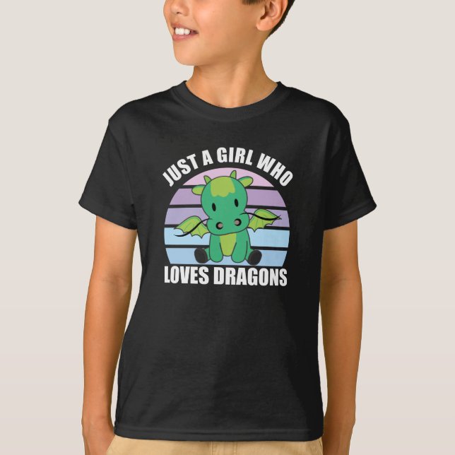 Nur ein Mädchen, das Lieben Dragons Niedliche Tier T-Shirt (Vorderseite)