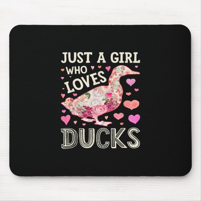 Nur ein Mädchen, das Lieben Ducks Funny Duck Silho Mousepad (Vorne)