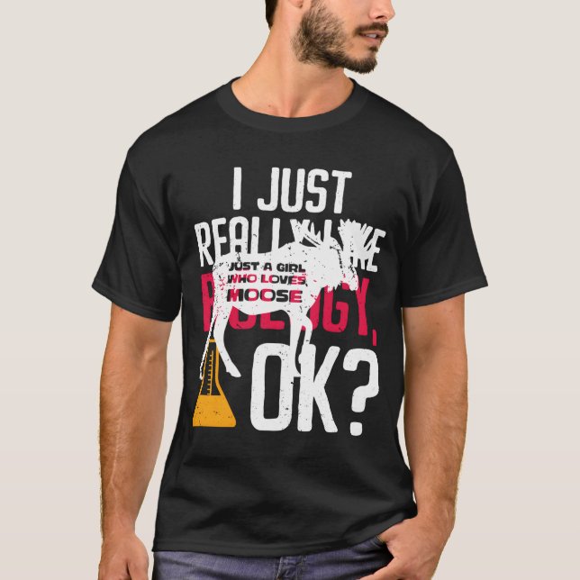 Nur ein Mädchen, das Lieben Elch Hoodie T-Shirt (Vorderseite)