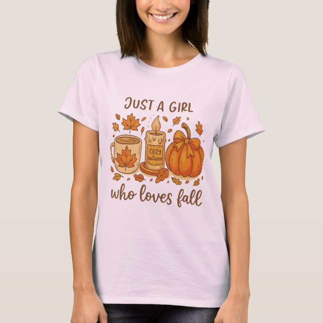 Nur ein Mädchen, das Lieben fallen gemütliche Herb T-Shirt (Vorderseite)