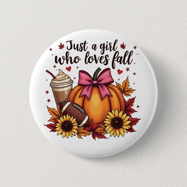 Nur ein Mädchen, das Lieben fallen Pumpkin GewürzL Button (Vorderseite)