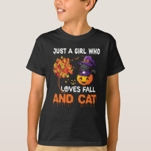 Nur ein Mädchen, das Lieben fallen und Katze T-Shirt