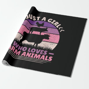 Nur ein Mädchen, das Lieben für Tiere hält, liegt  Geschenkpapier