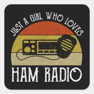 Nur ein Mädchen, das Lieben Ham Radio Quadratischer Aufkleber