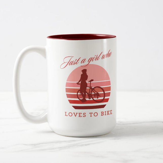 nur ein Mädchen, das Lieben hat, rosa zu fahren Zweifarbige Tasse (Links)