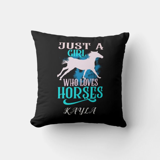 "NUR EIN MÄDCHEN, DAS LIEBEN HORSES" PERSONALISIER KISSEN (Vorderseite)