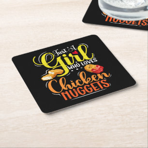 Nur ein Mädchen, das Lieben Hühnchen-Nuggets-Girl- Rechteckiger Pappuntersetzer
